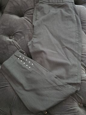 Roz & Ali Womens Black Slim Dress Trousers with Stud Detail